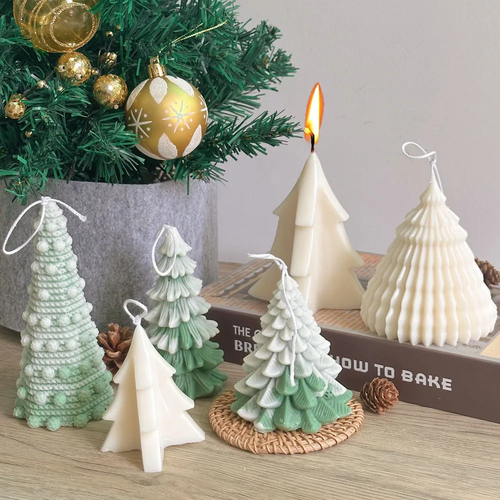 3D Christmas Tree Candle Silicone Mold DIY Christmas Candle Making Kit Handmade Soap Plaster Resin Baking Tools Holiday Gifts