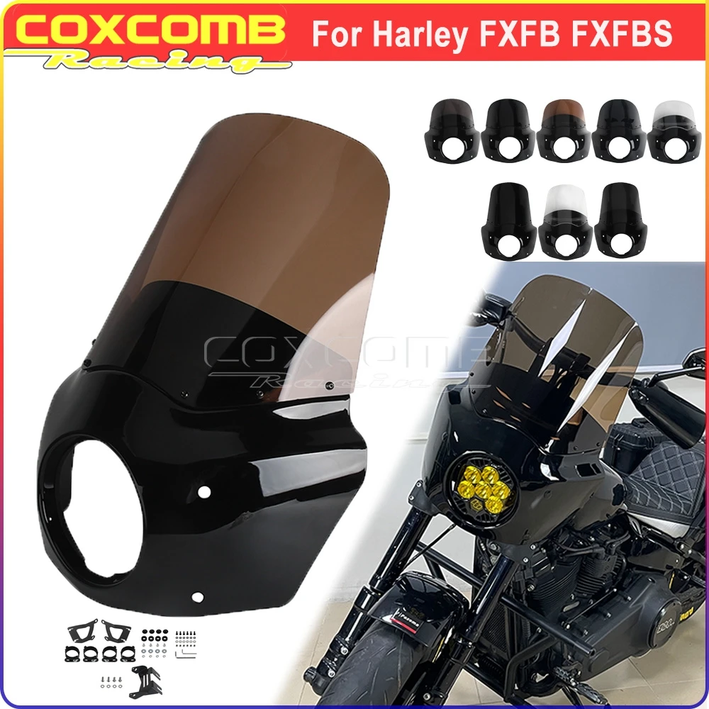 

Для Harley Softail Fat Bob FXFB 114 FXFBS мотоциклетная фара LP6 обтекатель Cowl дымовой экран комплект кронштейнов для передней фары 2018-24