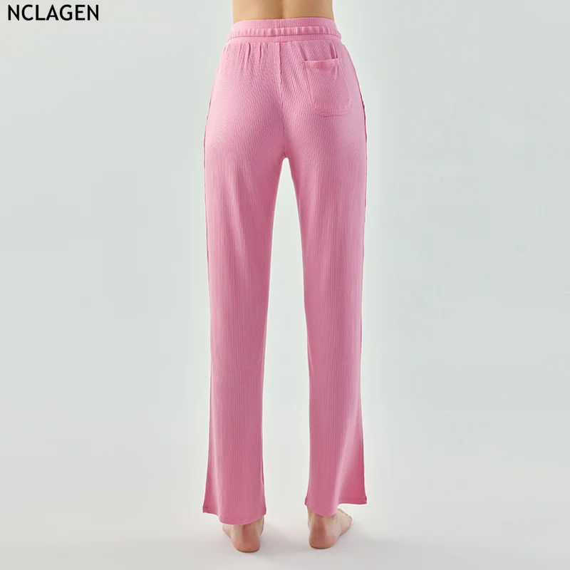 

NCLAGEN Sports Pants Women's High Waist Casual Loose Dance Exercise Straight Leg Pants Yoga Gym Workout Dry Fit Trousers