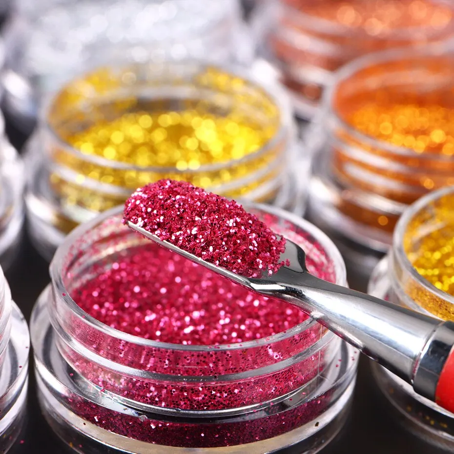 35pcs Nail Art Powder Glitter Sparkling Gold Silver Chrome Sandy Powder Nails Sequins Flakes Dipping Dust Decorations Manicure
