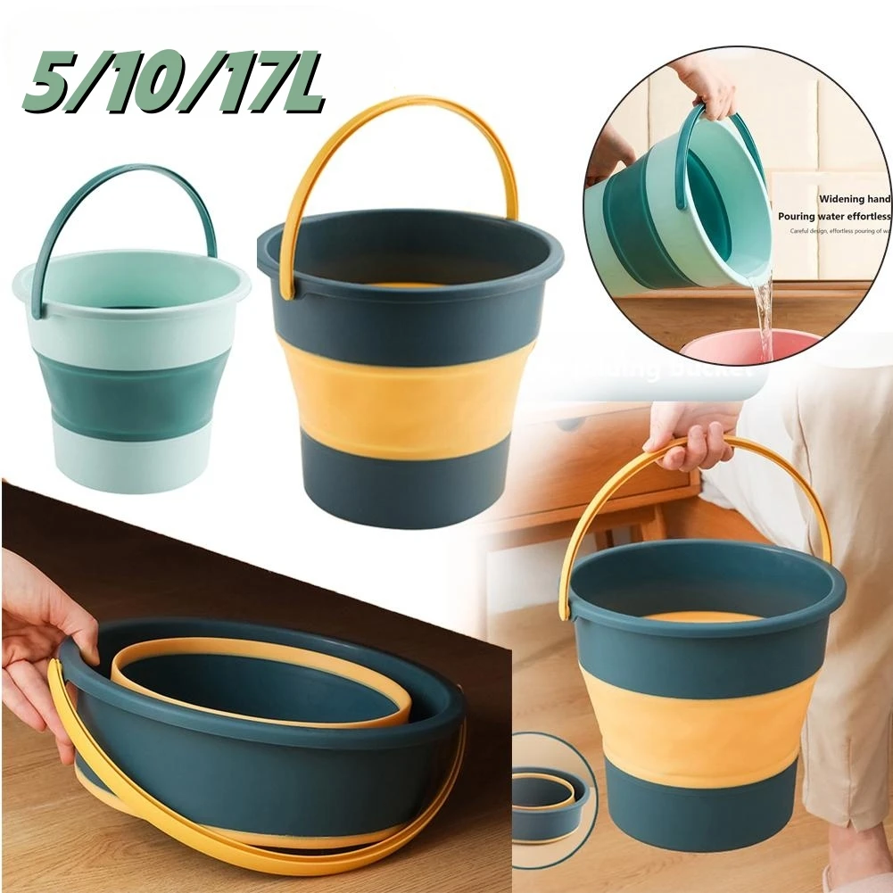 Folding Portable Bucket with Lid 5L 10L 17L for Camping Car Wash
