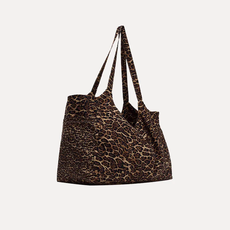 NEW Leopard Print Women's Shoulder Bags Fashionable Canvas Tote Bag Large Capacity Beach Bag Daily Travel Handbag