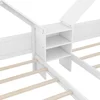 Double Twin Bed Frame for Kids, Bed Frame with House Shaped Nightstand, Twin Size Shared Beds Frame Double 4
