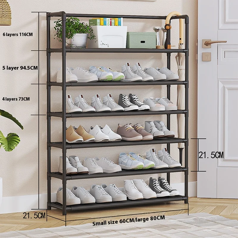 4/5/6 Layer Shelf Living Room Storage Rack Assembled Shoe Rack Portable Shoe Shelf Metal Bedroom Storage