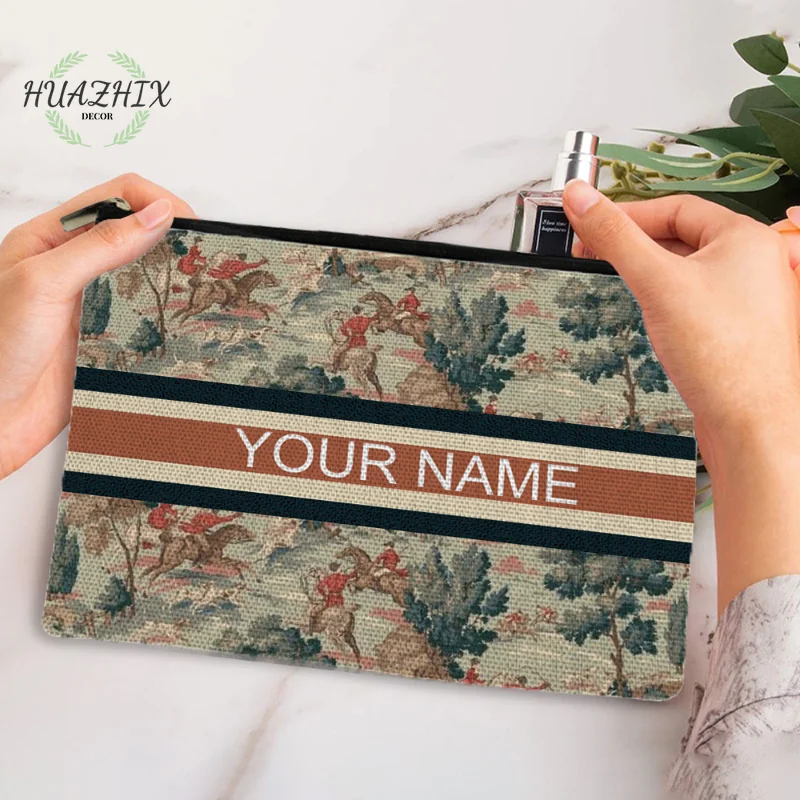 

Custom Name Cosmetic Bags Flower Animals Print Makeup Organizer Bag for Women's Wedding Gift Travel Organizer Ladies Luxury Case