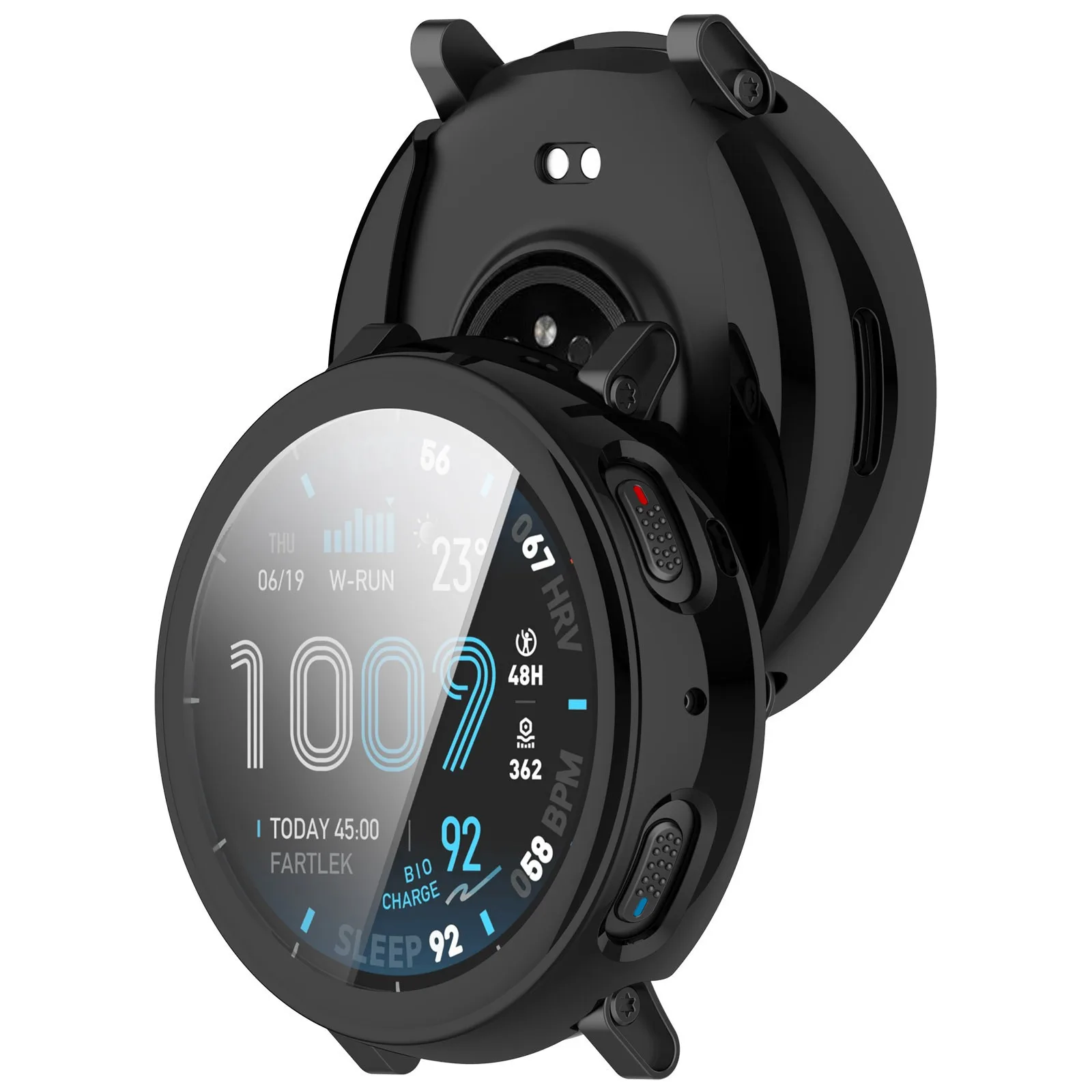 PC-TPU-Schutzhülle aus gehärtetem Material für Amazfit Active Max, vollständige Abdeckung, stoßfeste Displayschutzfolie, kratzfeste Stoßschutzschale – Detail 11