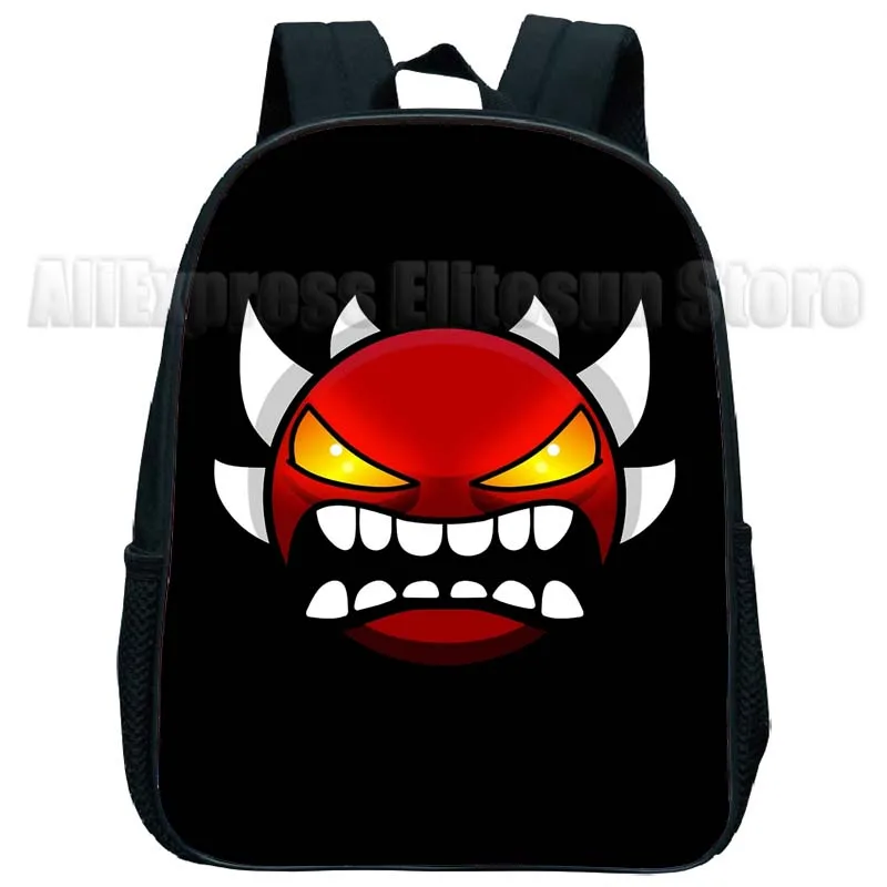 Angry Geometry Dash Kindergarten Backpacks Boys Girls Anime Print Mini Bookbags Toddler Kids Cartoon School Bags Child Rucksack 2