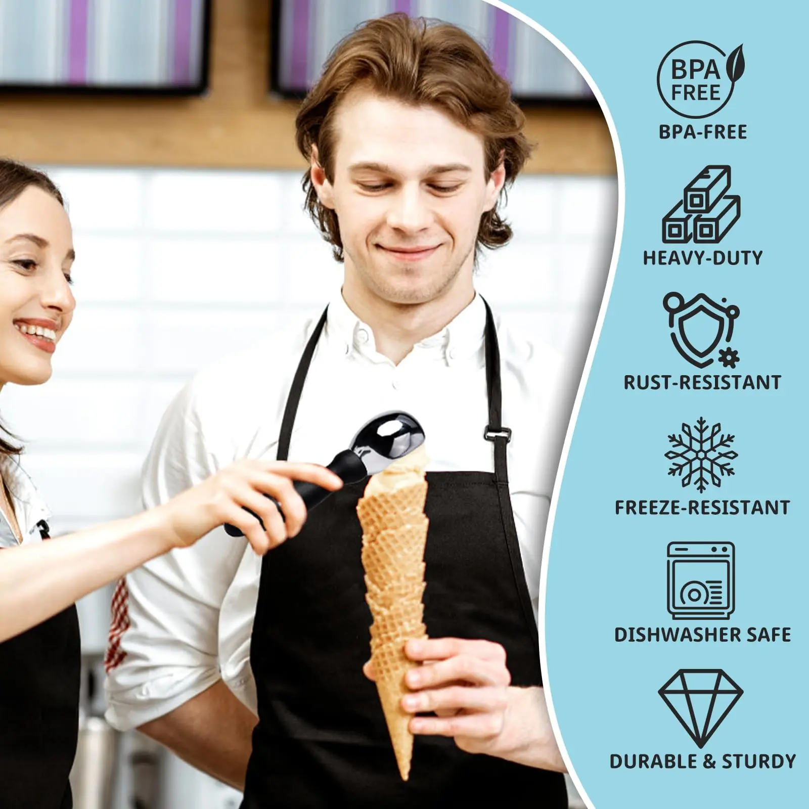 Ice Cream Scoop, Comfortable to Hold Professional Large Ice Cream Scoop, Used to Scoop Frozen Hard Cream, Cookie Dough
