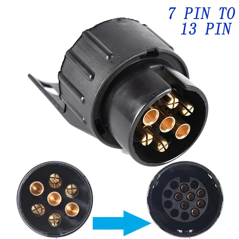 Trailer Socket 7 To 13 Pin Plastic Car Accessories Caravans 13 Pole Tow Bar Towing Socket Plug 12V Electrical Connector Adapter