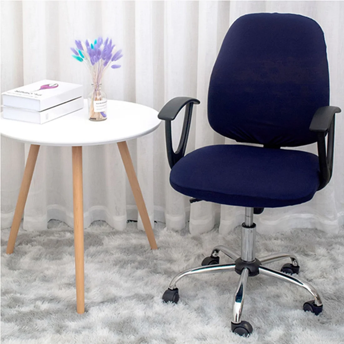 Universal Stretch Office Chair Cover with Removable Seat Protector - Stylish Home and Workspace Decor