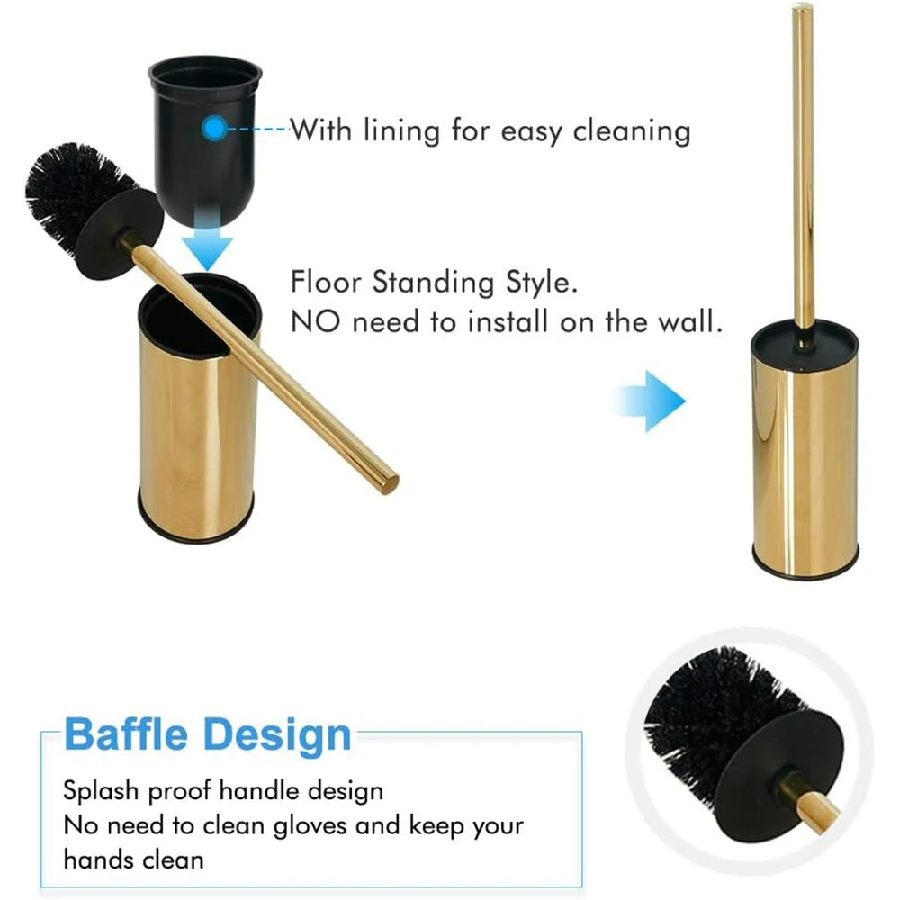 Toilet Brush Holder Floor-standing Bathroom Cleaning Brush Toilet For Cleaning Storage Space Stainless Steel Clean Tools