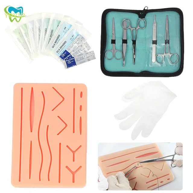 Kit de sutura para estudiantes de medicina, kit completo de práctica de  sutura con almohadilla para la piel, kit de almohadilla de sutura médica  con