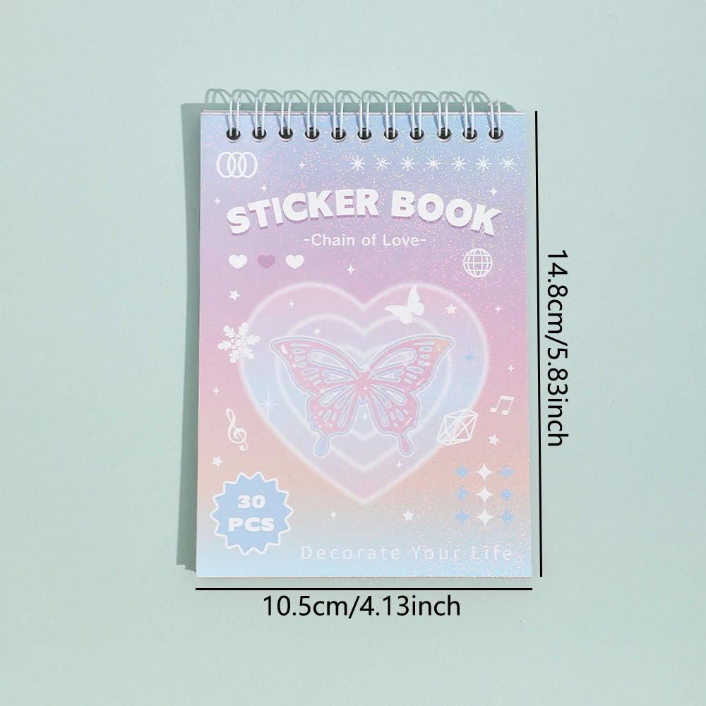Cute Colorful Fantasy Paper Scrapbooking Stickers Book - 30 Unique Patterns for DIY Decorative Aesthetic Journaling