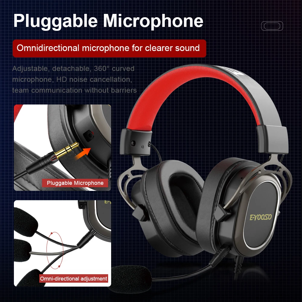 E-YOOSO H2722D Gaming Headphone,3.5mm Surround sound Computer PC Laptop headset Earphones Microphone for PS4 Switch Xbox-one