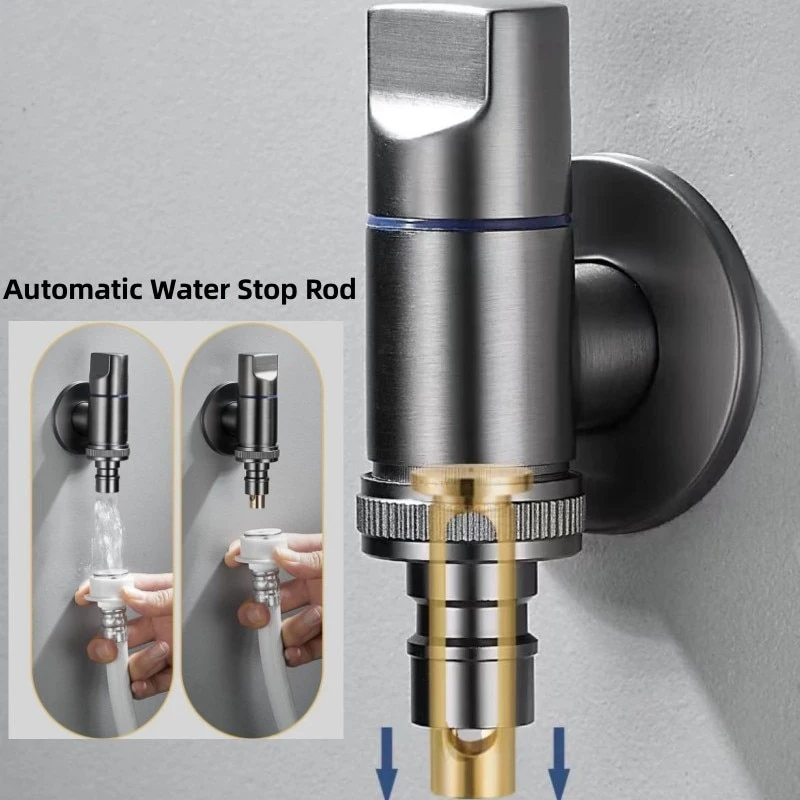 Faucet Valve Multi-function Brass One Into One Out Dual Control Washing Machine Tap Three-way Toilet Triangle