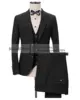 Men's 3-Piece Linen Suit Casual Slim Fit Vintage Suits Groomsmen Tuxedo Wedding Blazer Pants Set 2