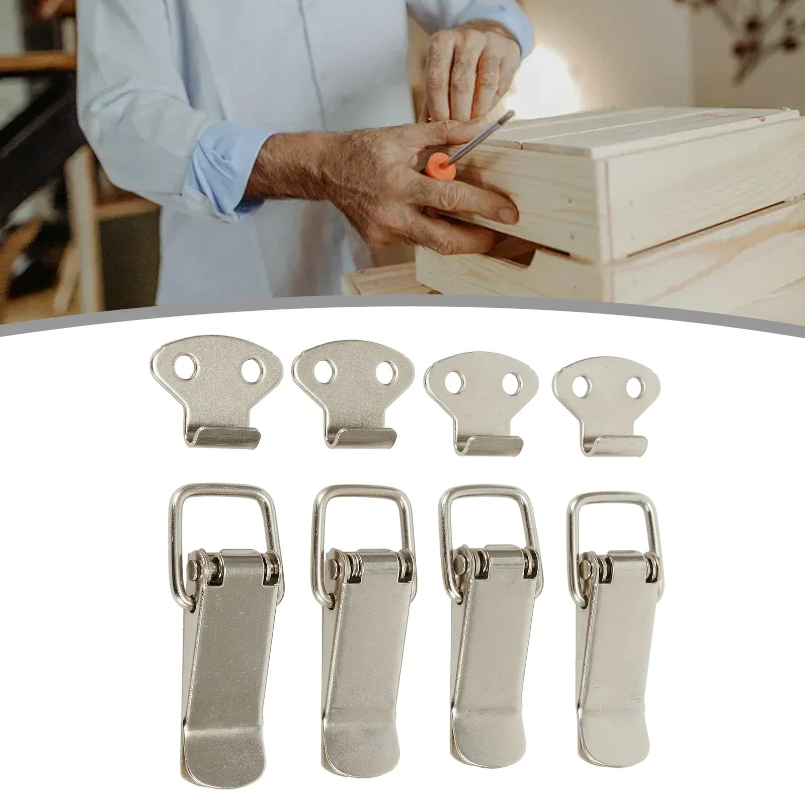 Toggle Latch Clamp 4pc Toggle Latch Catch Stainless Steel Duckbill Spring Buckle Toolbox Lock Cabinet Boxes Handle Toggle Lock Clamp Hasp