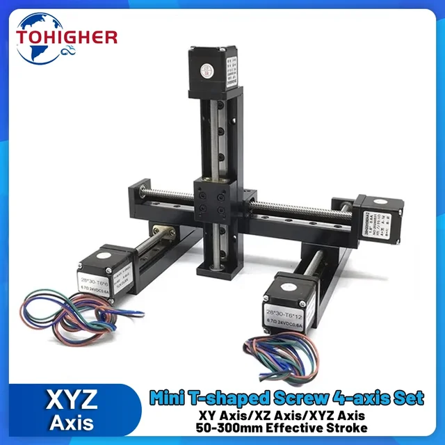 แกน XY/XYZ ตารางเลื่อน T06 Mini Trapezoidal สกรูตะกั่ว Linear Rail ชุดมอเตอร์มอเตอร์ Gantry Linear Rail Guide Stage 1