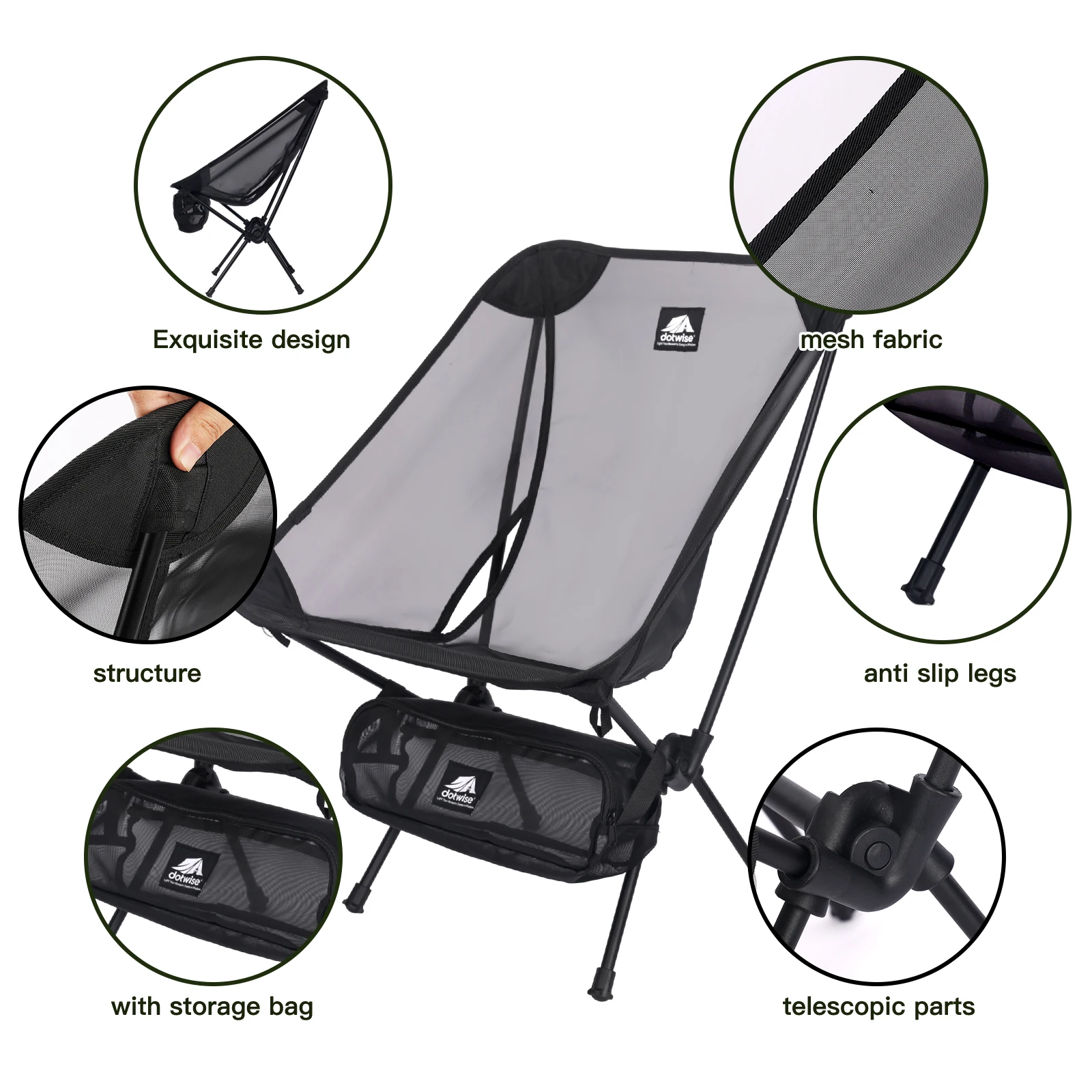 Breathable Chair Moon Chair Outdoor Camping Fishing Mesh 7075 Aluminum Alloy