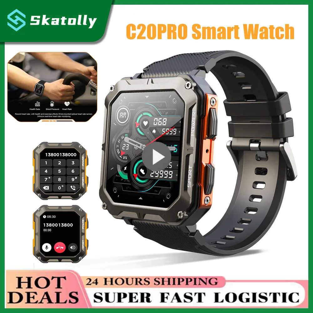 

New C20 Pro Smart Watch Voice Assistant 1.83 Inch BT Wireless Call Business Outdoor Sport Waterproof Wristwatch For Android IOS