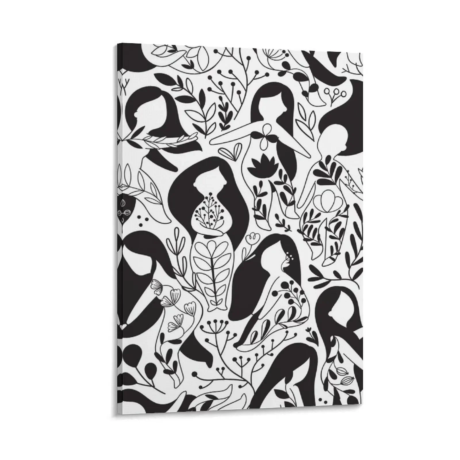 

Black and white floral sisterhood design. Beautiful summer art for girl, woman, mother, sister, friend Canvas Painting