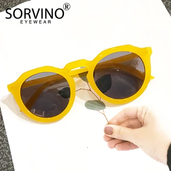 SORVINO Retro Round Cat Eye Sunglasses Women Luxury Brand 90s Designer Orange Pink Mirror Circle Cateye Sun Glasses Shades SP326 4