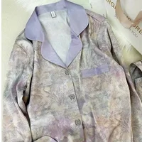 Flowers Twill Print Classy Women's Pajamas Spring Autumn Two-piece Sets Long Female Lounges Simulated Silk 2024 New Y2k Homewear - Image 5