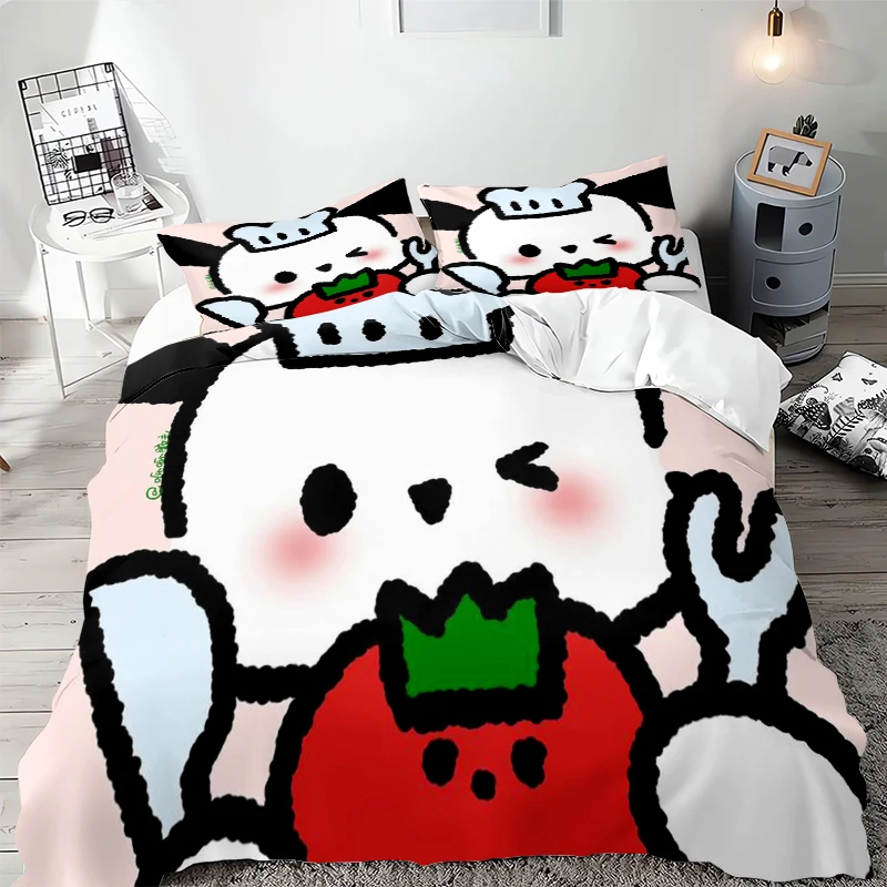 Sanrio Bedding Sets Pochacco Cartoon Comforter Cover Bed Cover Duvet Cover Pillow Case 2-3 Pieces Sets Kids Adult Size 4