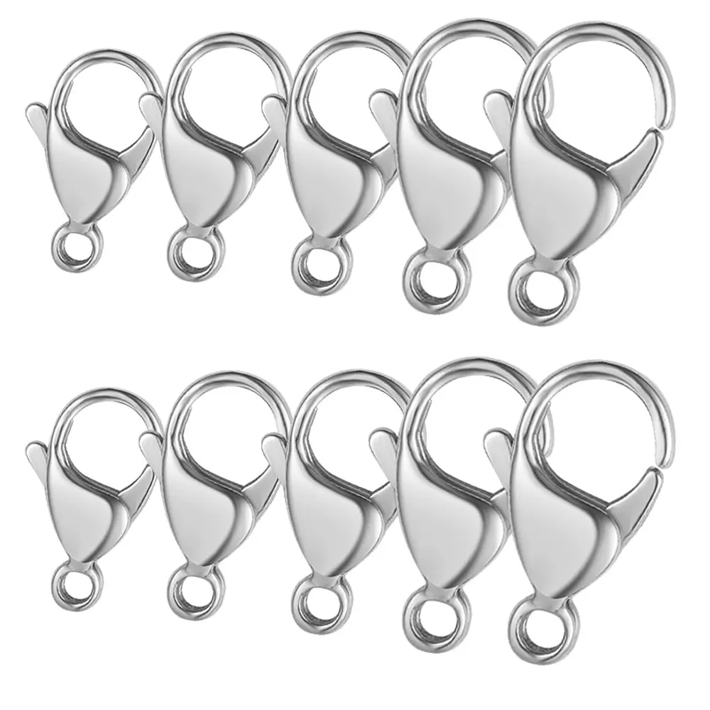 20/30/40 Spiegelpolierte 316L Edelstahl-Karabinerverschlüsse 9-19mm, Nie Verblassend, DIY Schmuckverschlüsse für Halsketten- und Armbandherstellung