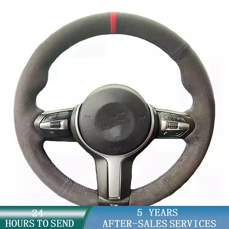 Customized Car Steering Wheel Cover Suede Leather For Bmw M Sport F30