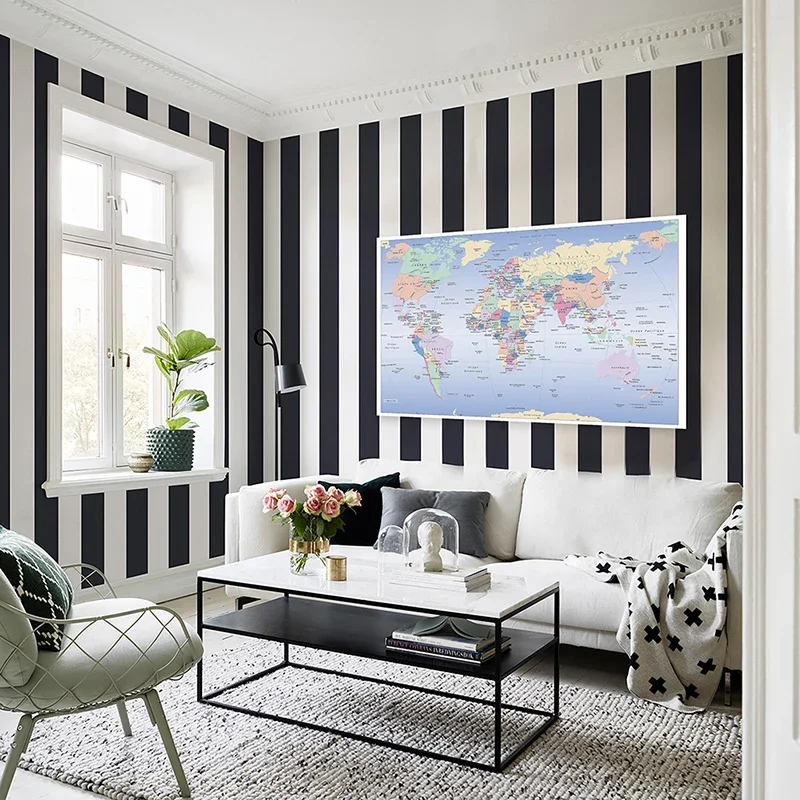 Map Of The World In French 150*100 cm Poster Non-woven Canvas Painting School Supplies Living Room Home Decoration