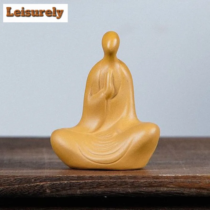 Yixing Zisha Phaseless Buddha Tea Pet Retro Fish Tank Landscaping Tea Figurine Play Toys Tea Statue Ornaments Supplies Craft