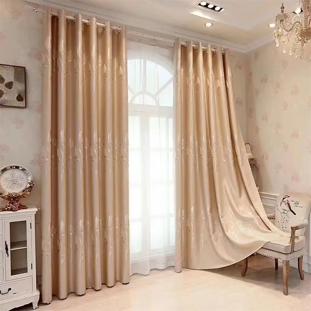 2022 New European Style Blackout Curtains Simple Embroidered Thickened Shading for Living Room Bedroom Curtain Customization 
