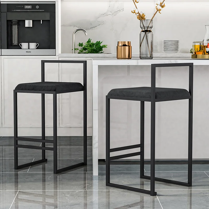 

Designer High Bar Stool Black Counter Kitchen Lounge Luxury Dining Chair Modern Metal Stylish Taburetes De Bar Home Furniture