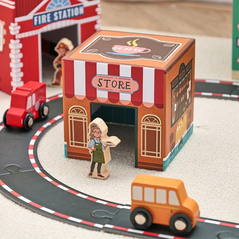 Montessori Baby Spielzeug Mini Cartoon Auto Stapelbare Track Modul Design Körper Gespleißt Zubehör Bau Set Für Kinder Neue – Detail 16