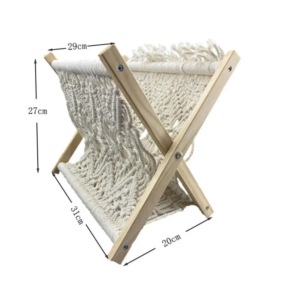 Room Magazine Rack Boho Magazine Rack Holder Standing Basket Storage Organizer with Wooden Stand Space for Magazines