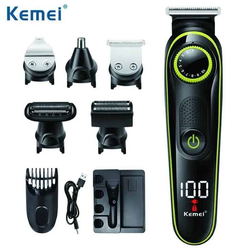Kemei Beard Trimmer For Men Kit Per Tagliare La Barba Con Tagliacapelli Rasoio Elettrico Baffi Impermeabili Viso Naso Rasoi Per Il Corpo