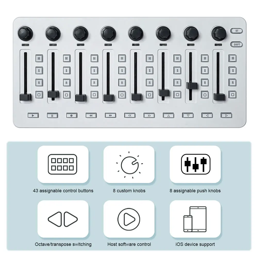 무선 MIDI 컨트롤러 BT 연결 USB 컨트롤러 믹서 대부분의 전자음악 악기용 무선 컨트롤러