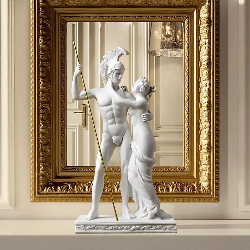 Description Picture 2 of itemAncient Greek soldier&goddess Resin sculpture ornaments,European nude figure,imitation plaster statue Gift,home Room decoration