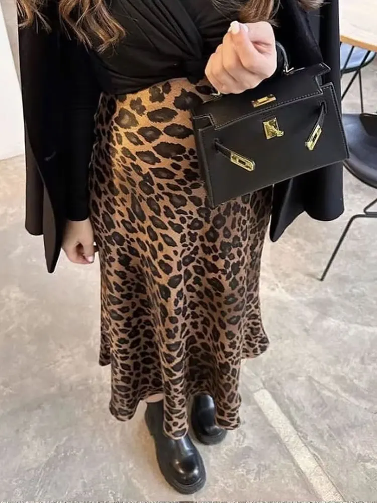 866410-63ce77.jpg HH 2024 Female Elegant Midi Skirts Retro Leopard Print High Waist Satin A-Line Women's Fashion Bottoms Streetwear Midi Skirt - Image 1