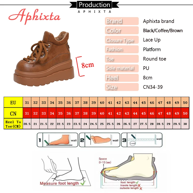 Aphixta New Winter Wedges Heel Woman Ankle Boots Platform Faux Suede Chunky Heel Woman Shoes Warm Short Plush Lady Footwear