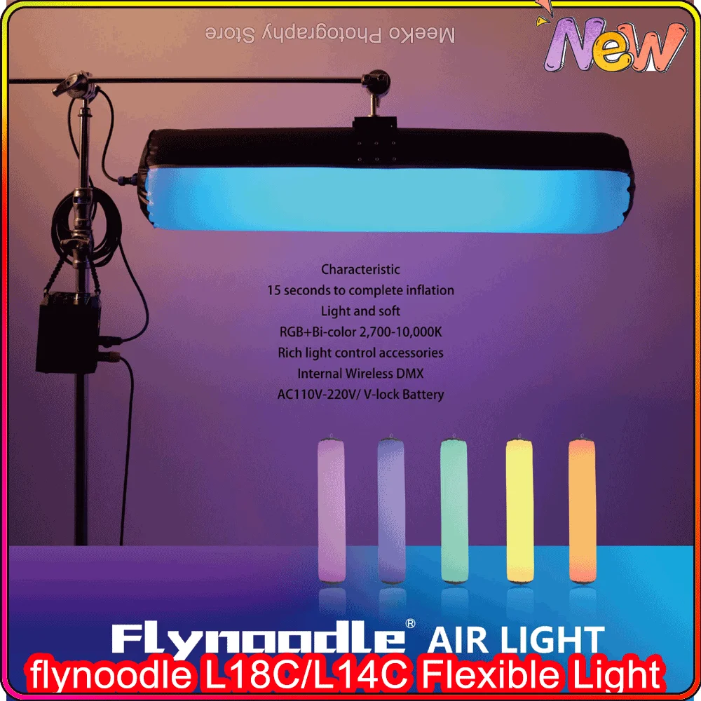 Flynoodle 유연한 조명, 2700-10000K RGB 비디오 필 라이트, 36000 장면 효과, 비행 표면 사진 비디오 조명, L18C, L14C
