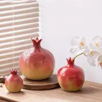 Ceramic Pomegranate Flower Vase Artificial Pomegranate Fruit Flower Arrangement Accessories Porcelain Crafts Home Decoration 1