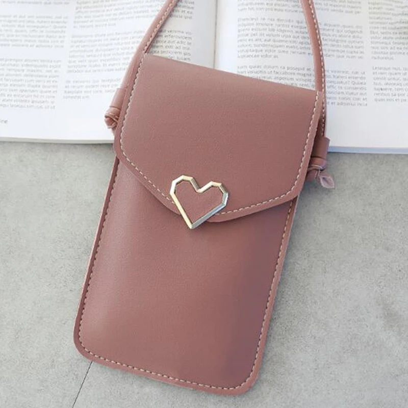 Shoulder Bag Ladies Handbag Crossbody Bag Mobile Phone Bag Women Bag For Phone Transparent Women Coin Purse Cross Shoulder Bag Girls Cute Phone Bags Mini Heart Type Hasp Mobile Pouch