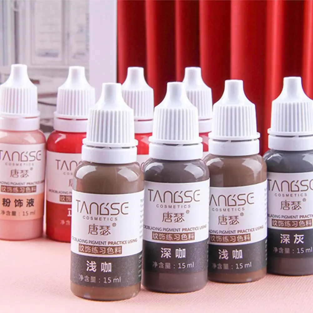 15ML Practice Tattoo Ink Set Permanent Makeup Eyebrow Lips Eye Line Tattoo For Body Beauty Art Supplies Color Pigment