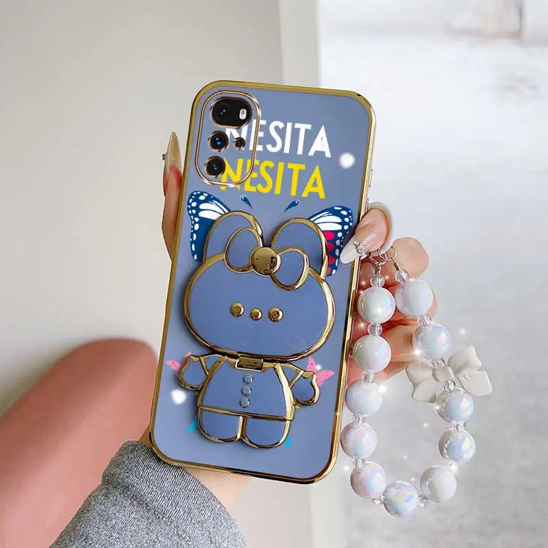 Dancing Butterfly Phone Accessory Set - Case, Lanyard & Rabbit Stand