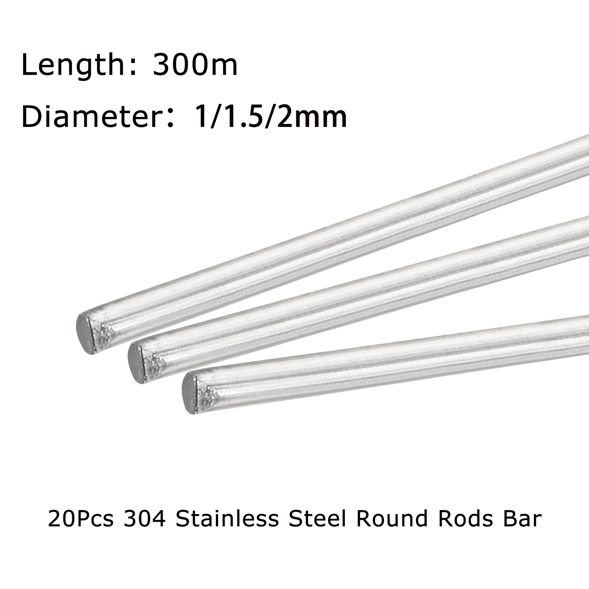 

20Pcs 304 Stainless Steel Rod Bar 1mm 1.5mm 2mm Linear Shaft Metric Round 300mm Long For DIY RC Car RC Helicopter Airplane
