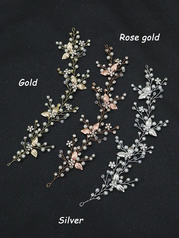 Rose gold Leaves Headbands Floral Hair Vine Women Hairband Tiaras Wedding Party Hair Decoration Bridal Accessories