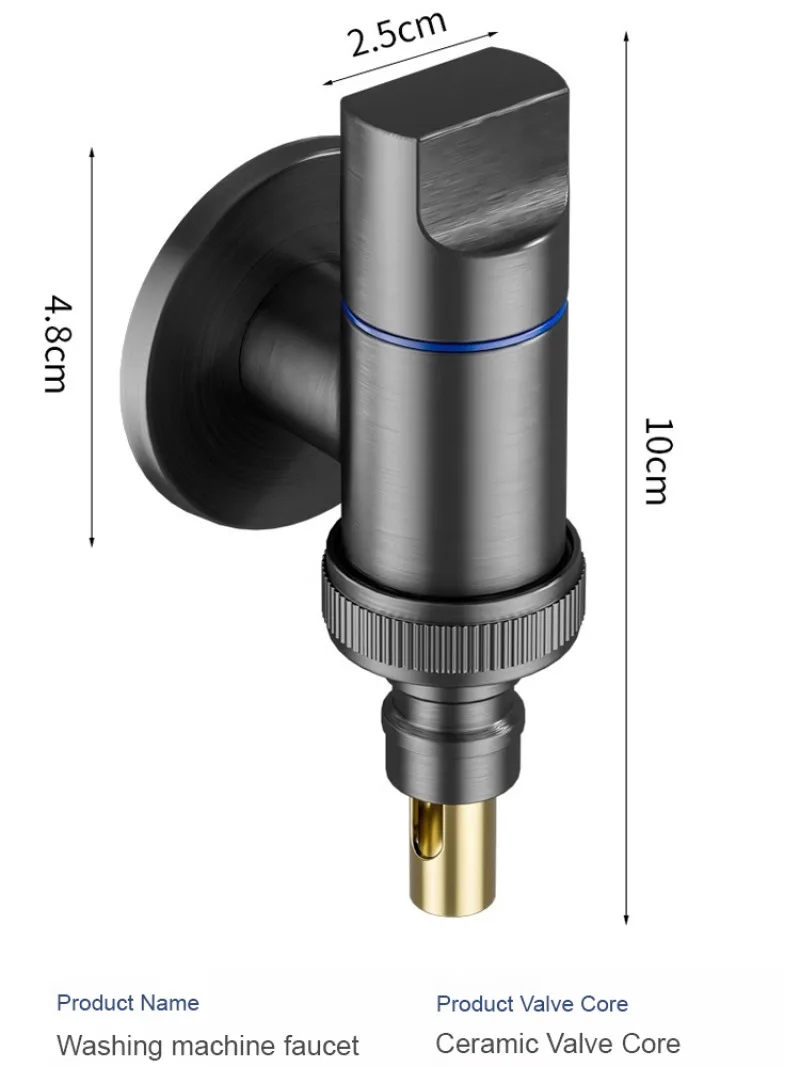 Household narrow space washing machine faucet all copper joint automatic shut-off valve 6
