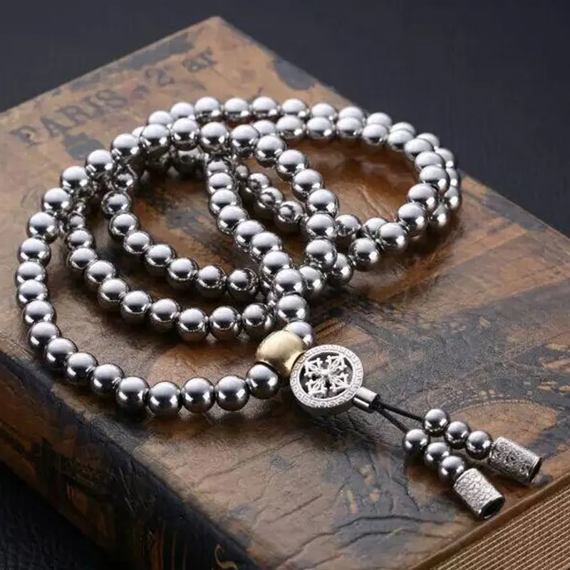 

Kung Fu Self-defense Bracelet Whip Titanium Steel Material Buddha Beads Necklace Chain Arts Wrist Chain Car Decor Fashion Men